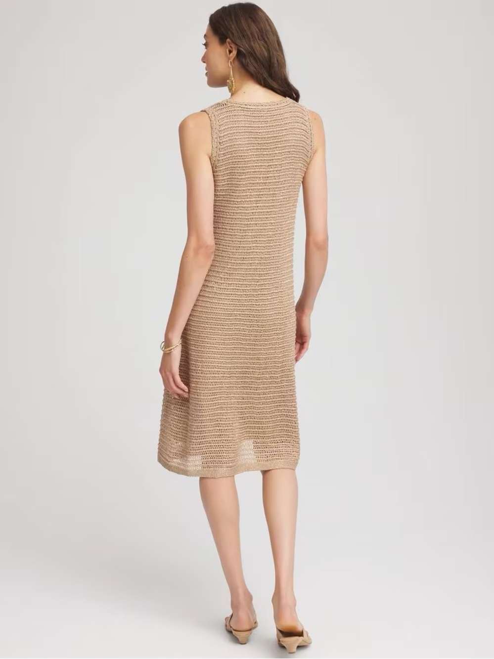 Chico’s Petite Crochet-Knit Sequins Tank Dress - Size 2P (L Petite) View 2